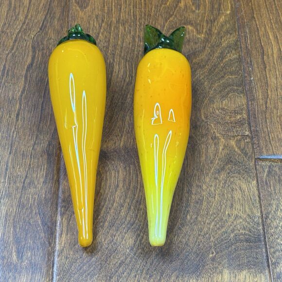 Murano style glass Vegetable 7.5" Two Carrots Handblown paper‎ weight decor - Picture 4 of 10